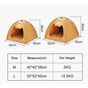 Dooee Bed Canvas House For Cats & Dogs Brown
